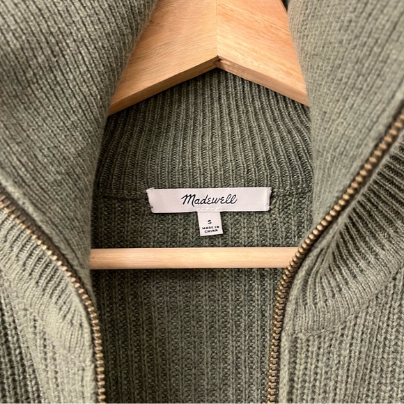 Madewell Glenbrook Half-Zip Merino Wool Blend Sweater Olive Green Size Small - Picture 6 of 7